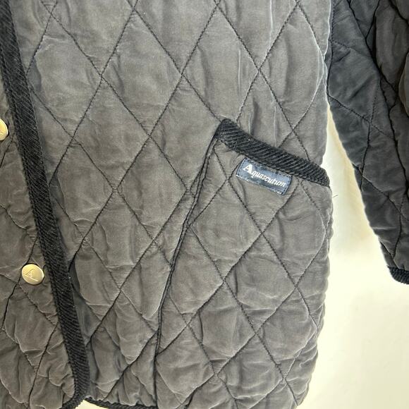 Aquascutum womens black silk quilted jacket size Medium equestrian chore - Picture 2 of 7
